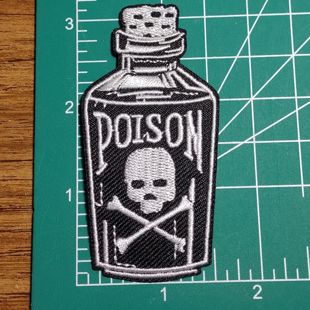 2/$10 Black and White Poison Bottle Patch